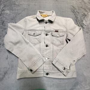 Vintage Rustler Jacket Boys Large Gray Denim Trucker Made in USA 90s R93BGYR